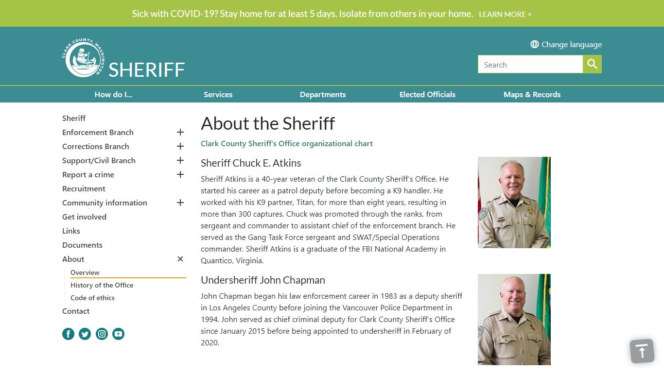 About the Sheriff | Clark County